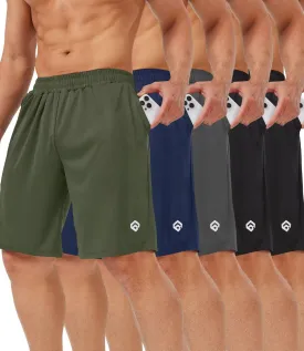 5 Pack Mens Shorts Casual with Pockets,Mens Athletic Shorts 9''Quick Dry Basketball Shorts Men for Gym Running