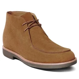 7 CM / 2.76 Inches CMR CHAMARIPA Chukka Elevator Boots - Handcrafted Brown Suede Men's Height Increasing Casual Boots