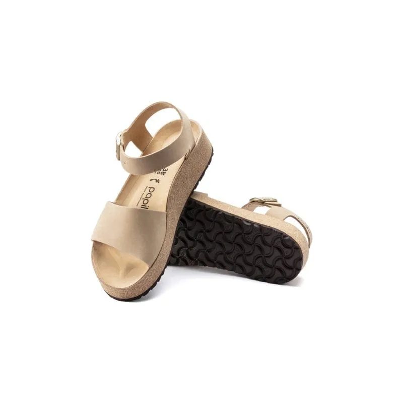 Birkenstock Womens Beige Glenda Nubuck Leather Sandal - 102296