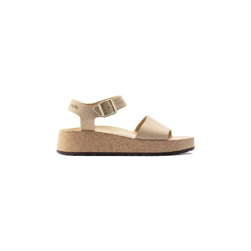 Birkenstock Womens Beige Glenda Nubuck Leather Sandal - 102296