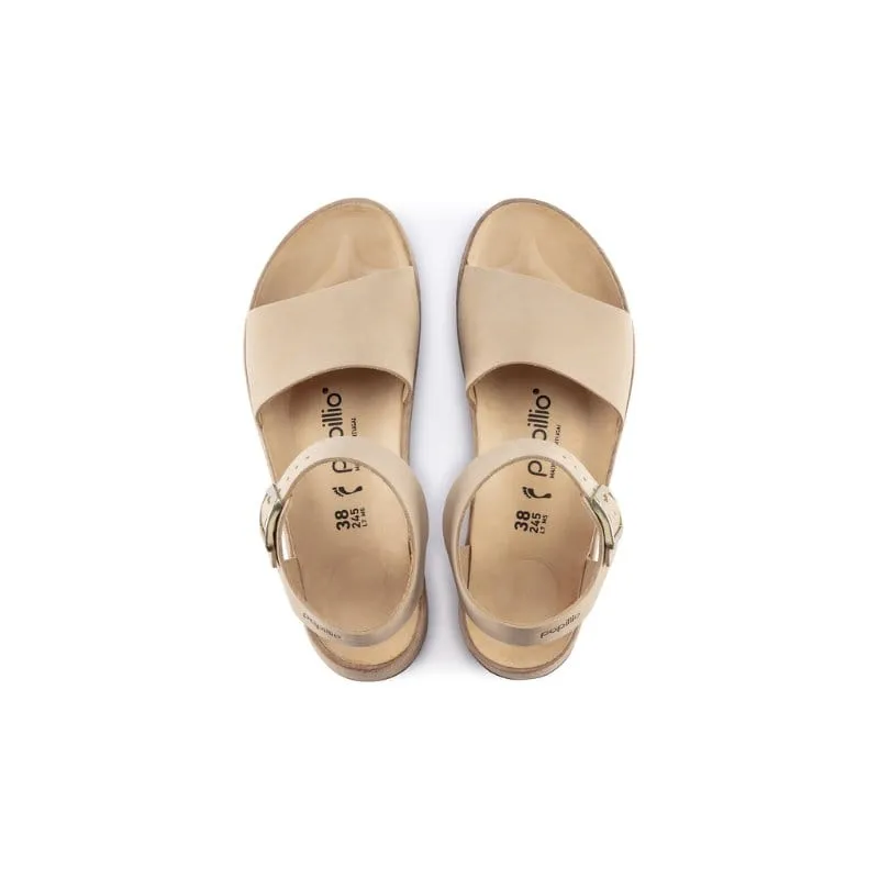 Birkenstock Womens Beige Glenda Nubuck Leather Sandal - 102296