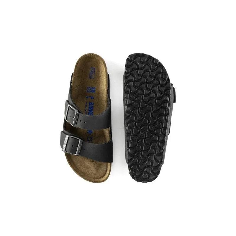 Birkenstock Womens Black Arizona Soft Footbed Oiled Leather Sandal - 752483