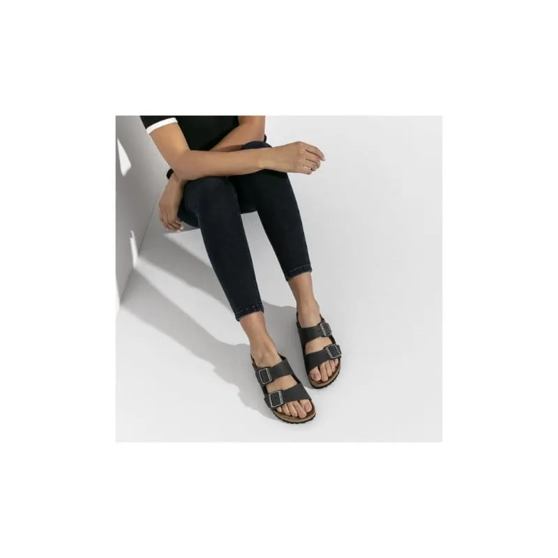 Birkenstock Womens Black Arizona Soft Footbed Oiled Leather Sandal - 752483