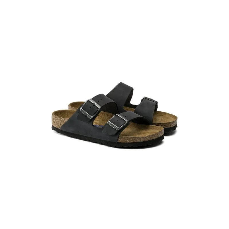 Birkenstock Womens Black Arizona Soft Footbed Oiled Leather Sandal - 752483