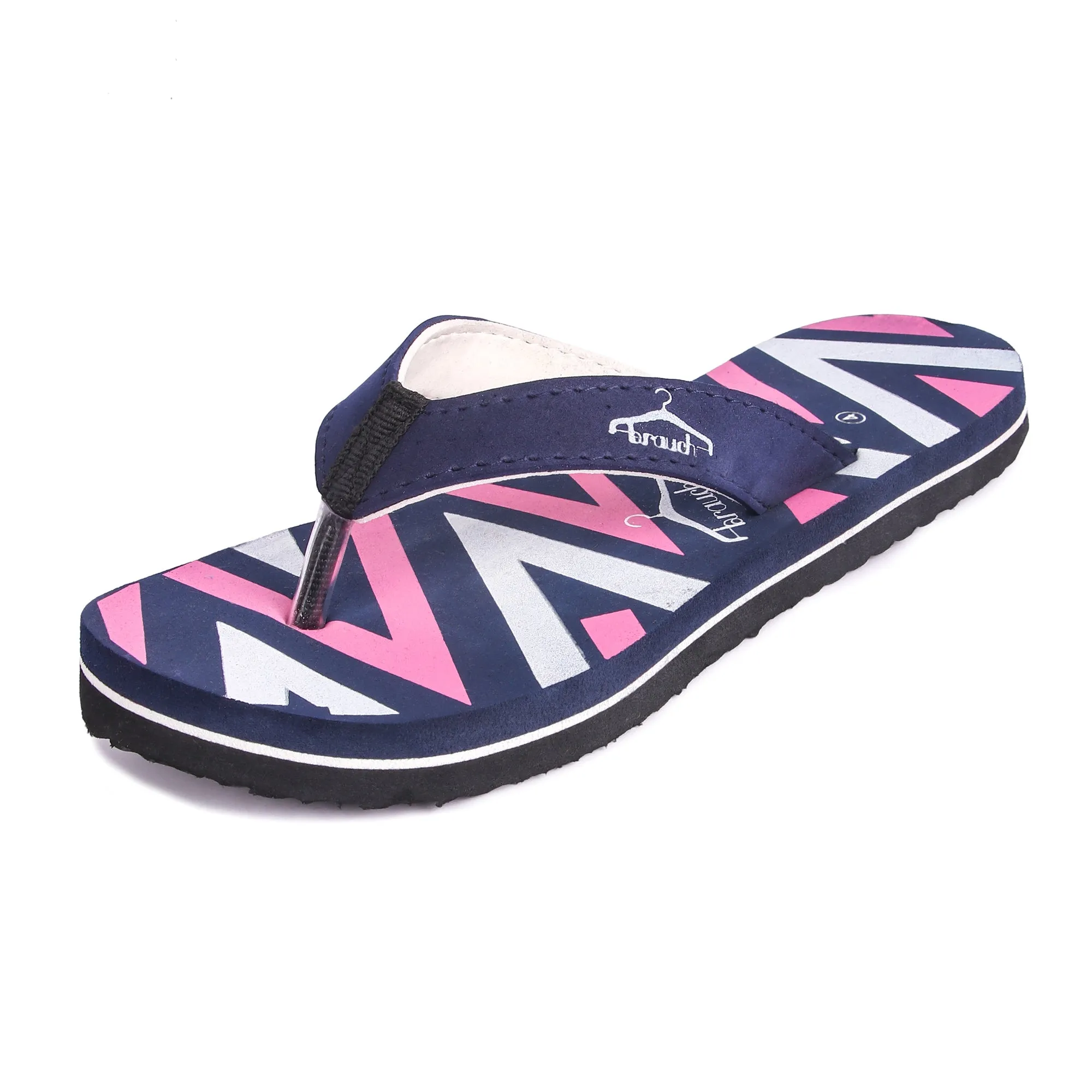Brauch Women's Blue Stripe Fabrication Flip Flops