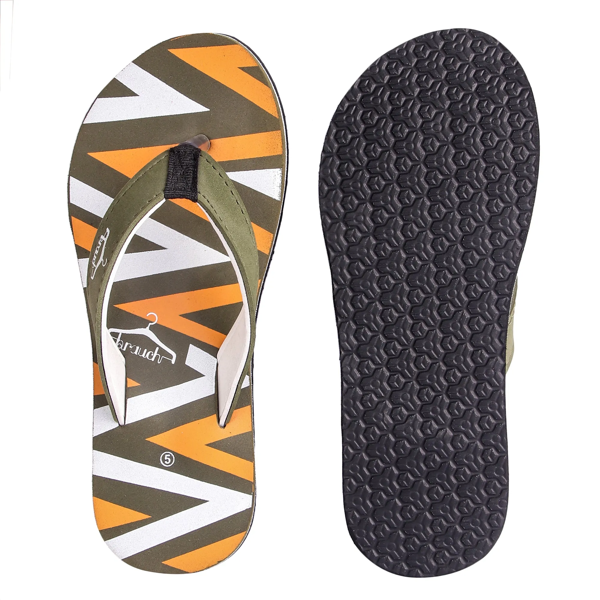 Brauch Women's Olive Stripe Fabrication Flip Flops