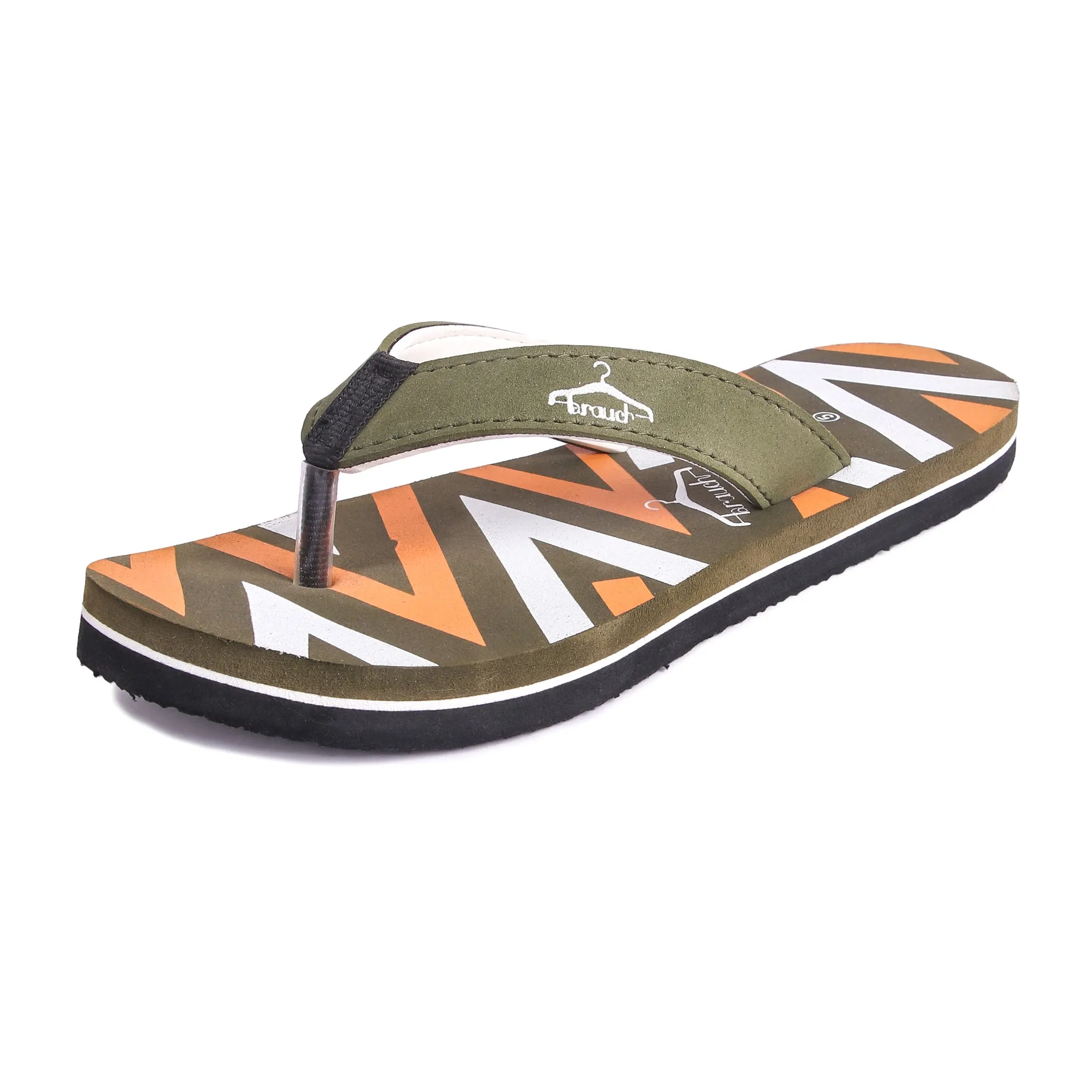 Brauch Women's Olive Stripe Fabrication Flip Flops
