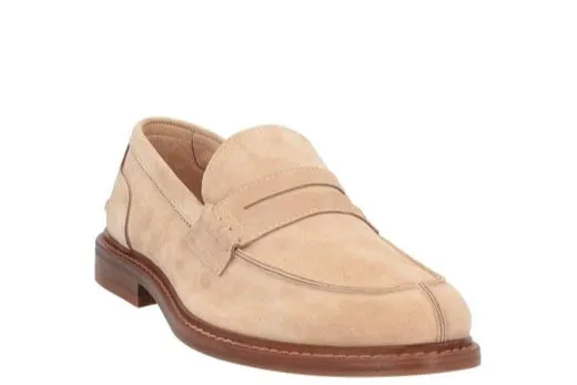 Brunello Cucinelli Mens Leather Beige Penny Loafers