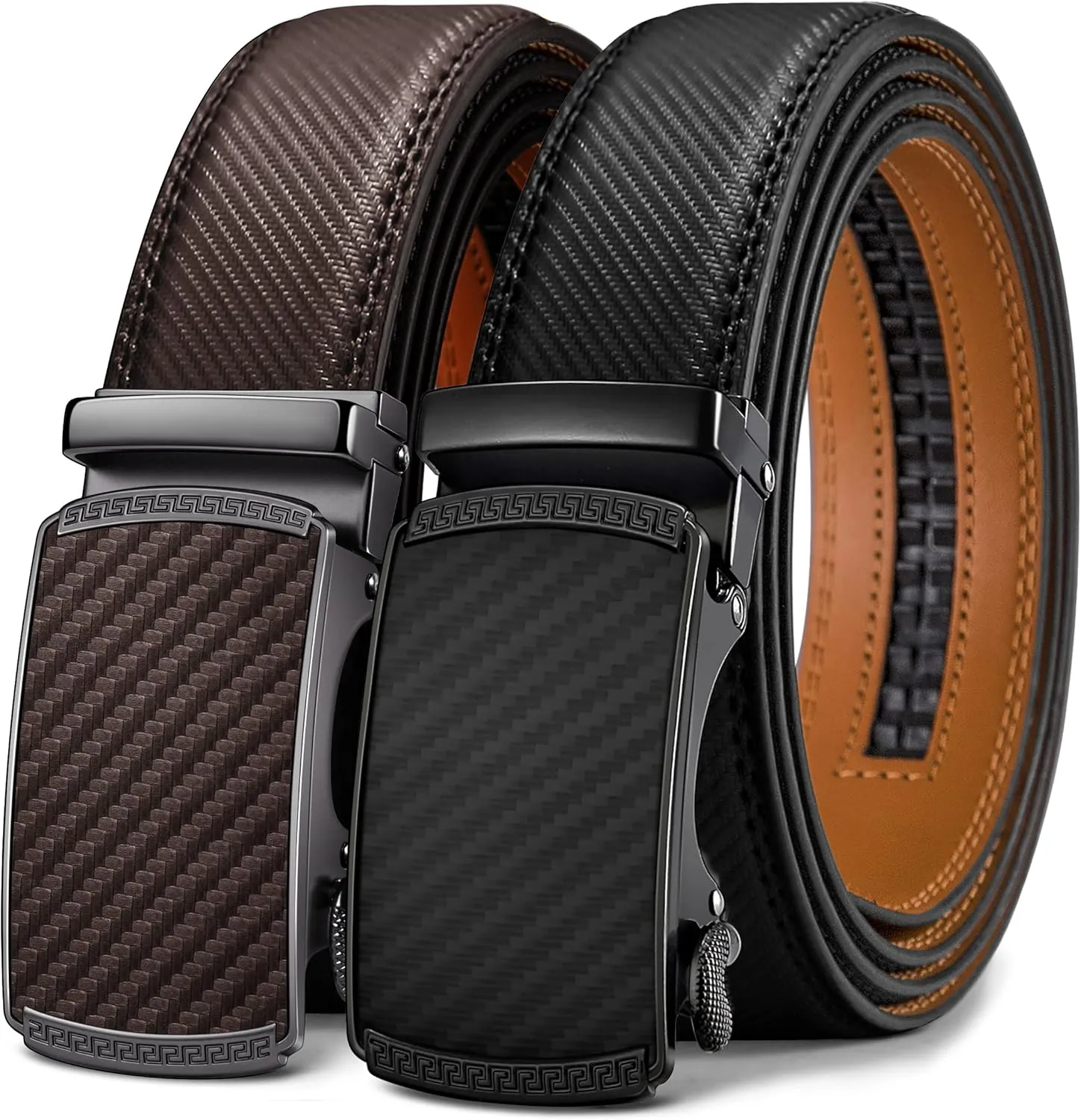 BULLIANT Men Belts 2 Pack,Ratchet Sliding Belt Adjustable For Gift Mens Dress Casual 1 3/8",Cut for Fit