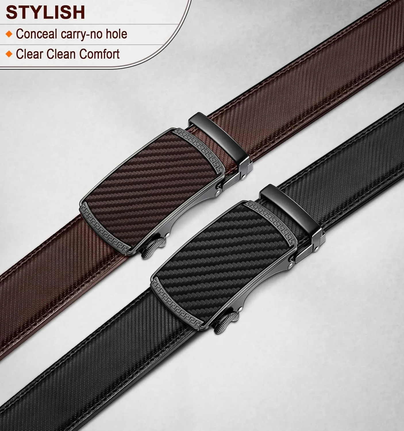 BULLIANT Men Belts 2 Pack,Ratchet Sliding Belt Adjustable For Gift Mens Dress Casual 1 3/8",Cut for Fit