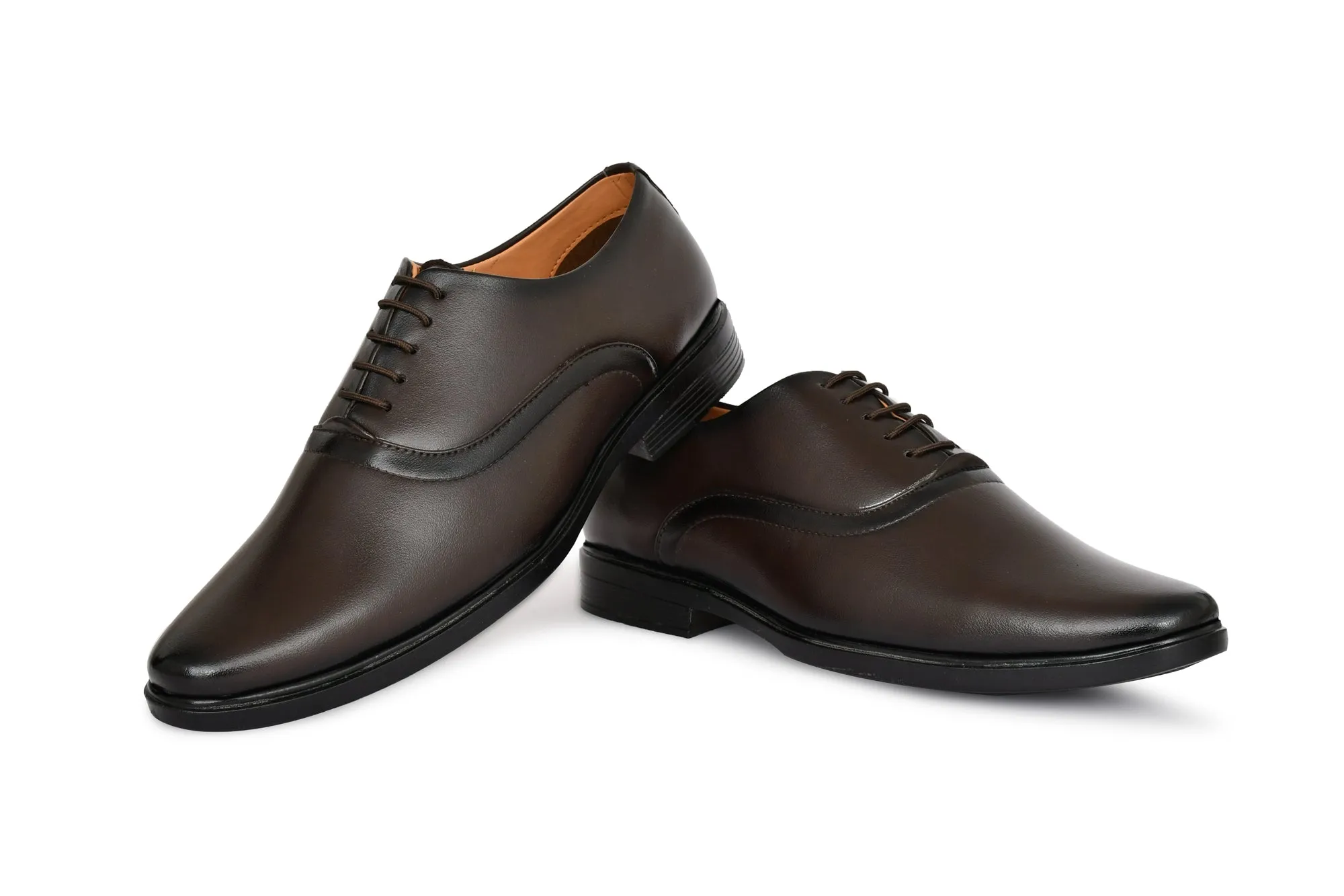 Classic Square-toe Lace-up Oxford Shoes For Men | Brown