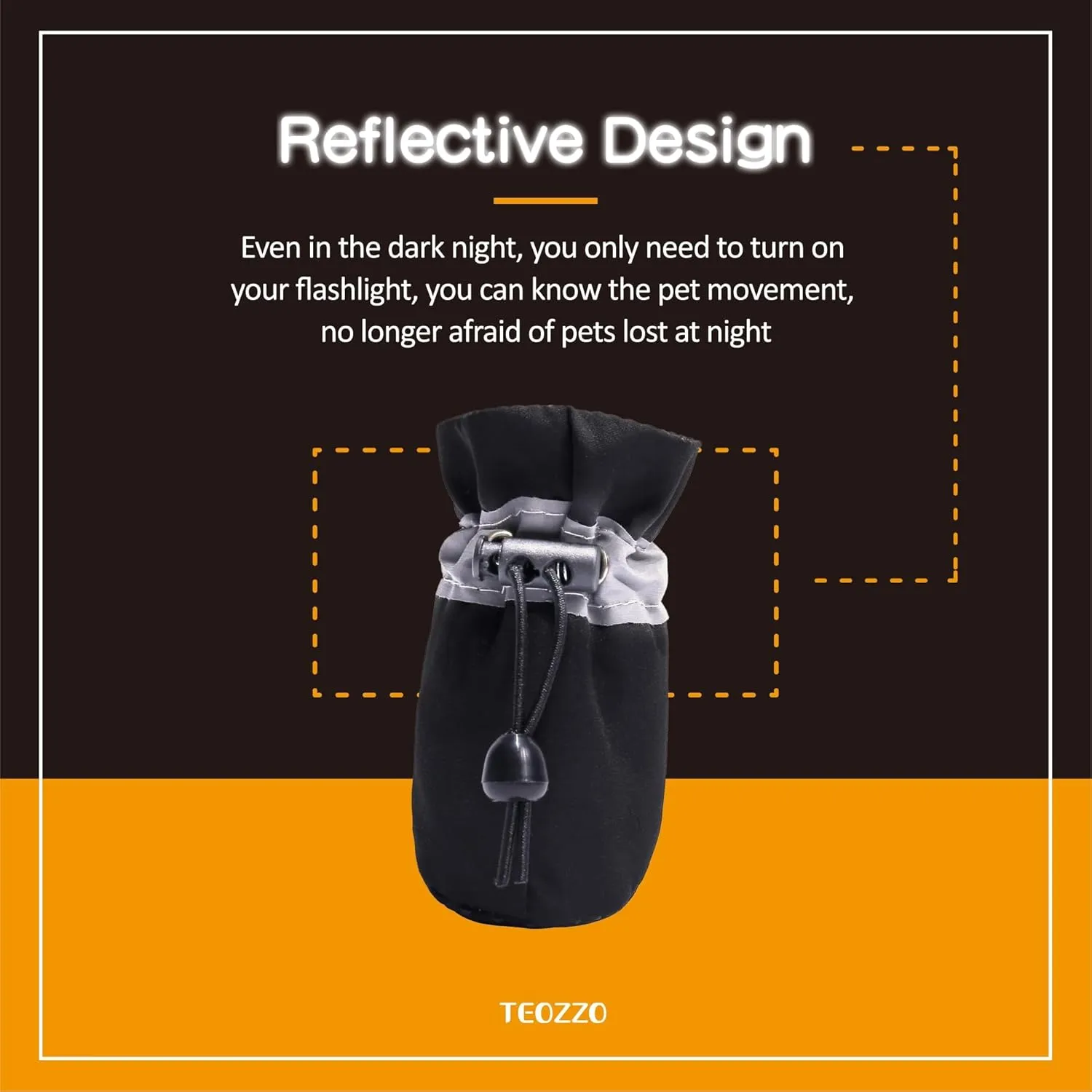 Dog Shoes Dog Boots & Paw Protector, Anti-Slip Sole Winter Dog Booties with Reflective Straps Dog Snow Boots for Small Medium Dogs 4PCS Black 7
