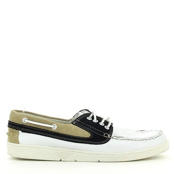 Enrico Santi 700 White & Navy Boat Shoes