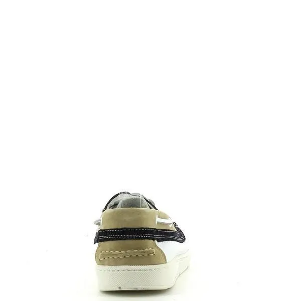 Enrico Santi 700 White & Navy Boat Shoes
