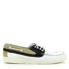 Enrico Santi 700 White & Navy Boat Shoes