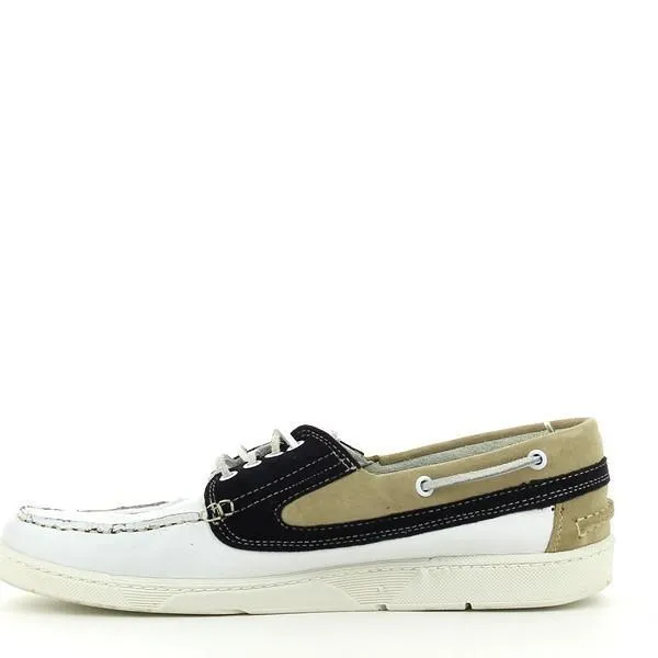Enrico Santi 700 White & Navy Boat Shoes