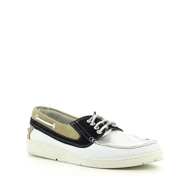 Enrico Santi 700 White & Navy Boat Shoes