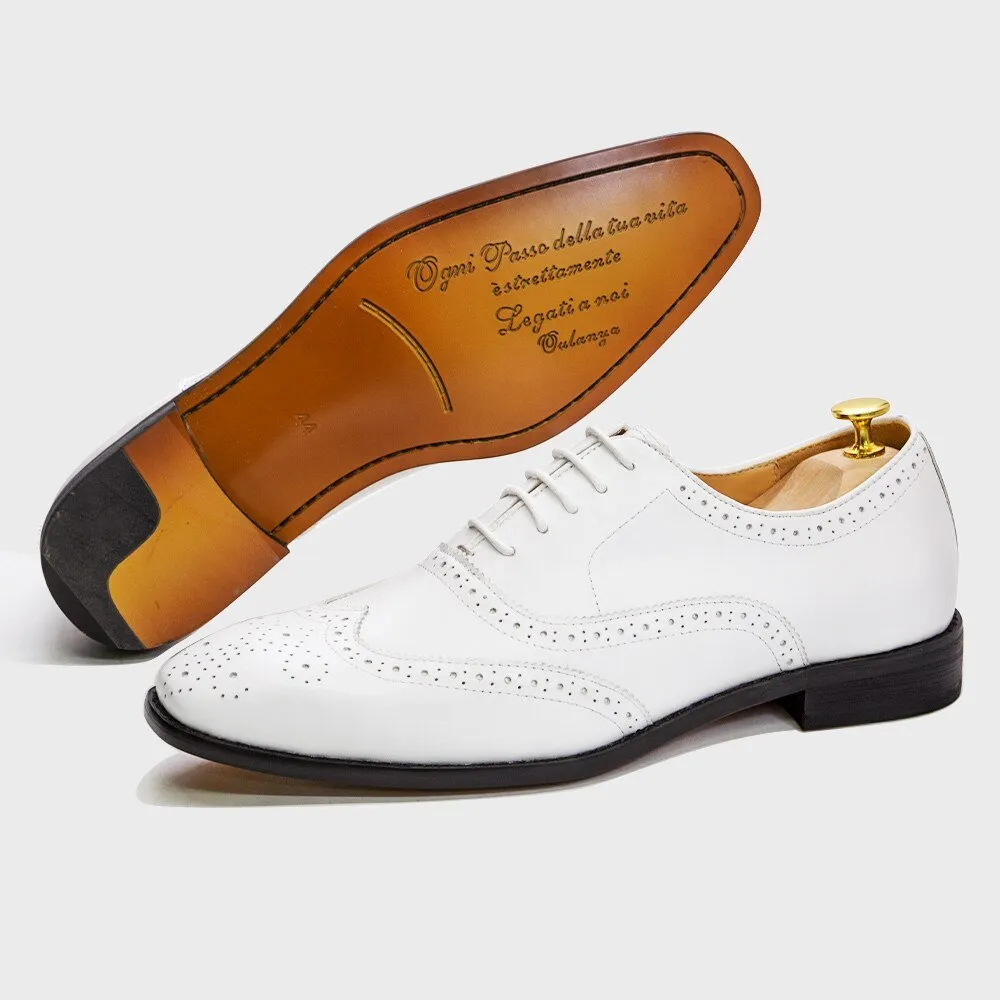 Formal White Brogue Oxford Shoes for Men