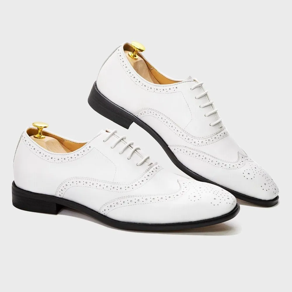 Formal White Brogue Oxford Shoes for Men