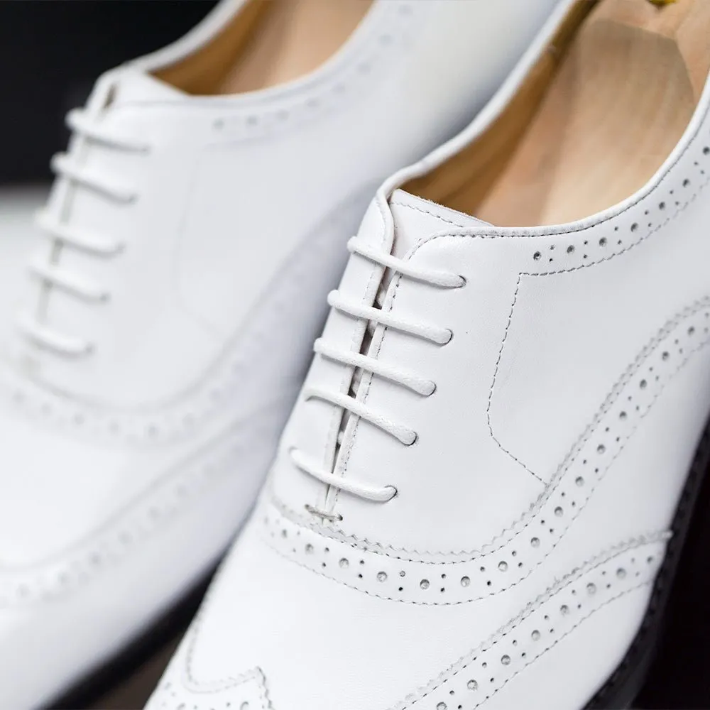 Formal White Brogue Oxford Shoes for Men