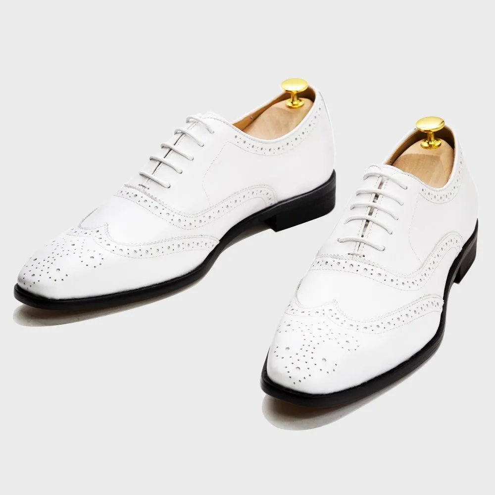 Formal White Brogue Oxford Shoes for Men
