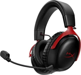 HyperX Cloud III Wireless  Gaming Headset for PC, PS5, PS4, up to 120-hour Battery, 2.4GHz Wireless, DTS Spatial Audio, 53mm Angled Drivers, Memory Foam, Durable Frame, 10mm Microphone, Black/Red