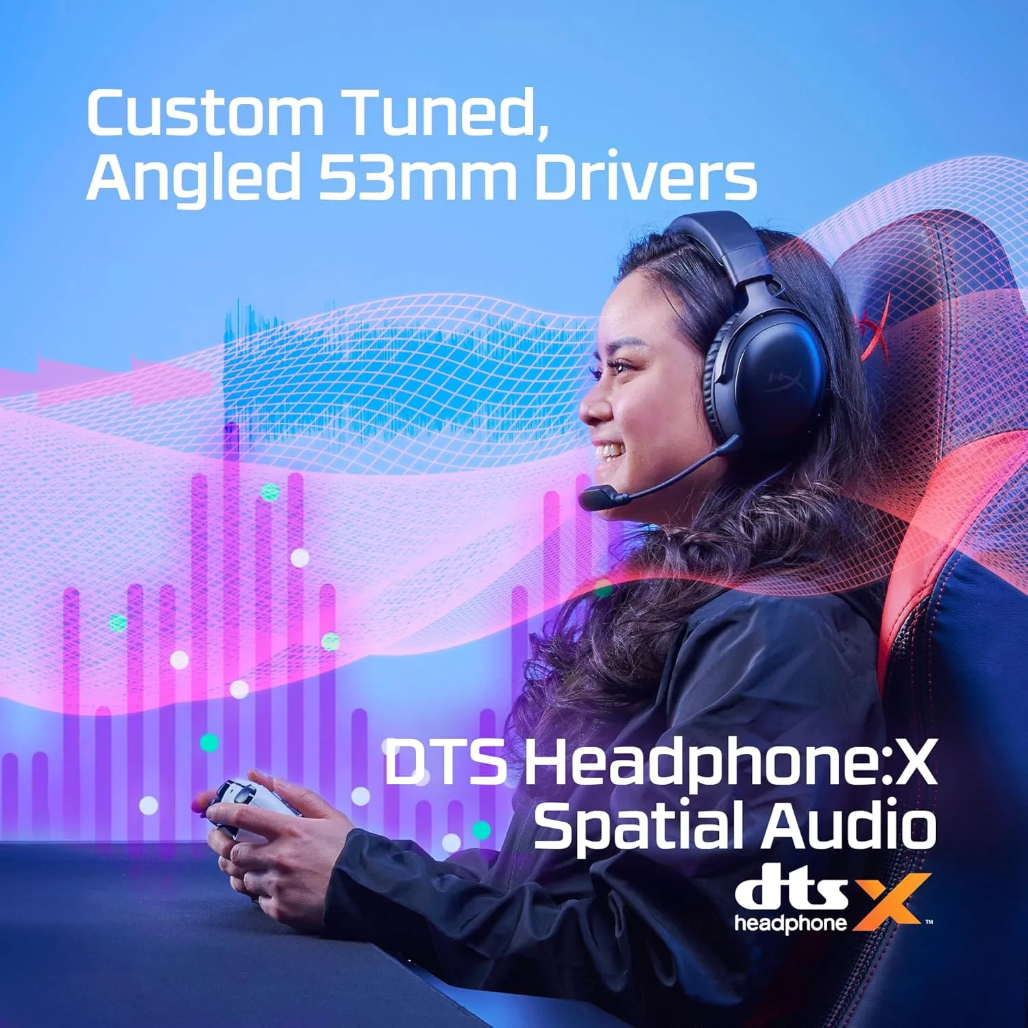 HyperX Cloud III Wireless  Gaming Headset for PC, PS5, PS4, up to 120-hour Battery, 2.4GHz Wireless, DTS Spatial Audio, 53mm Angled Drivers, Memory Foam, Durable Frame, 10mm Microphone, Black/Red