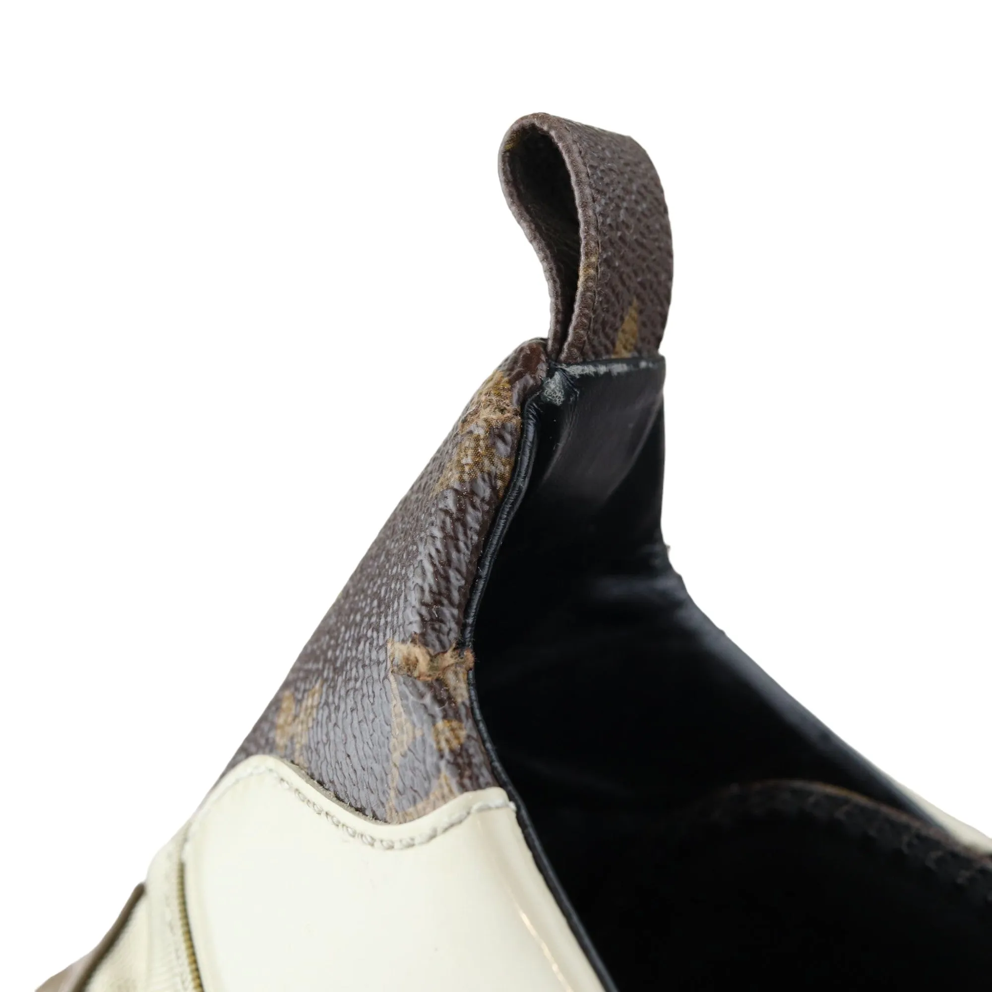 Laureate Platform Desert Boots Suede Calfskin Monogram Beige Size 38