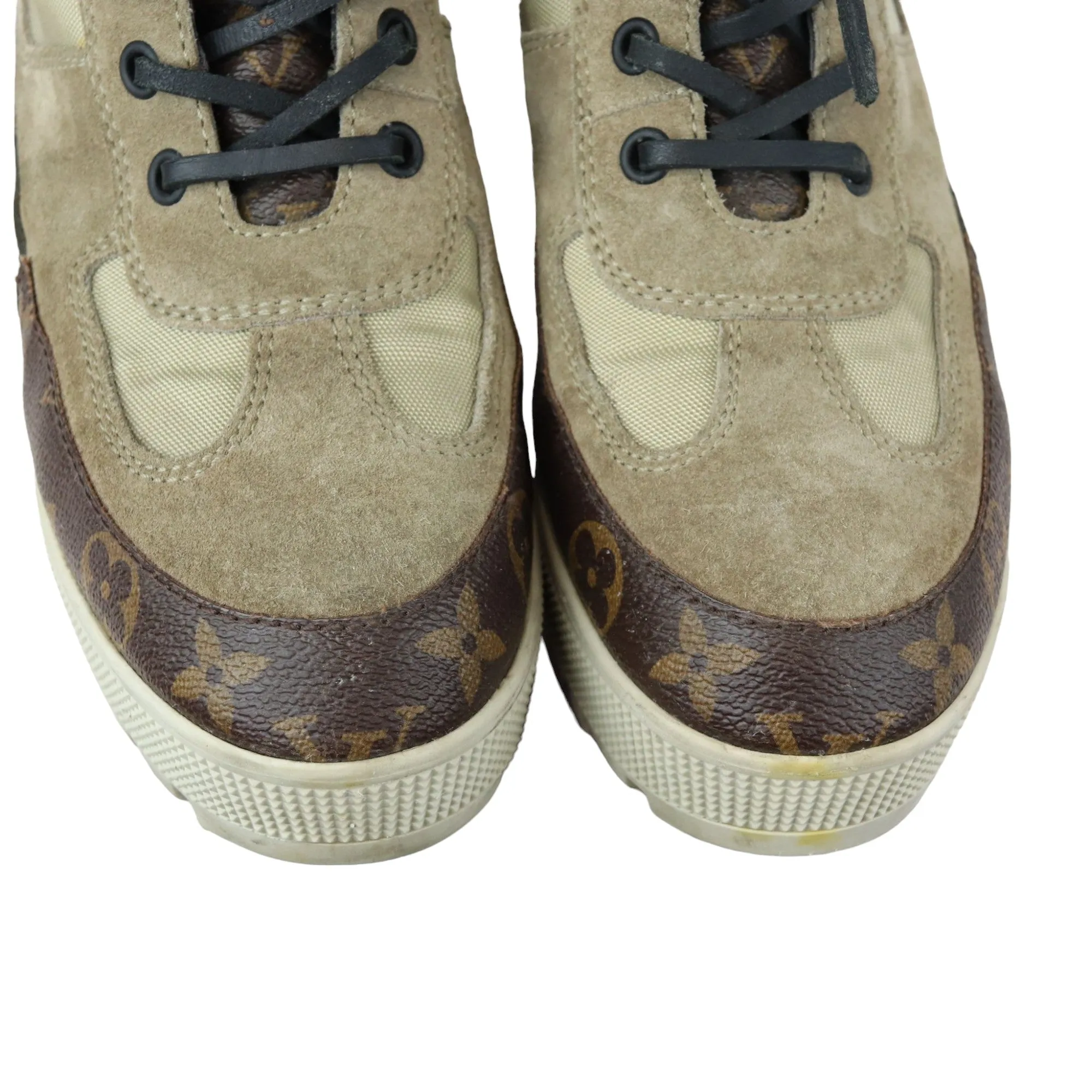 Laureate Platform Desert Boots Suede Calfskin Monogram Beige Size 38