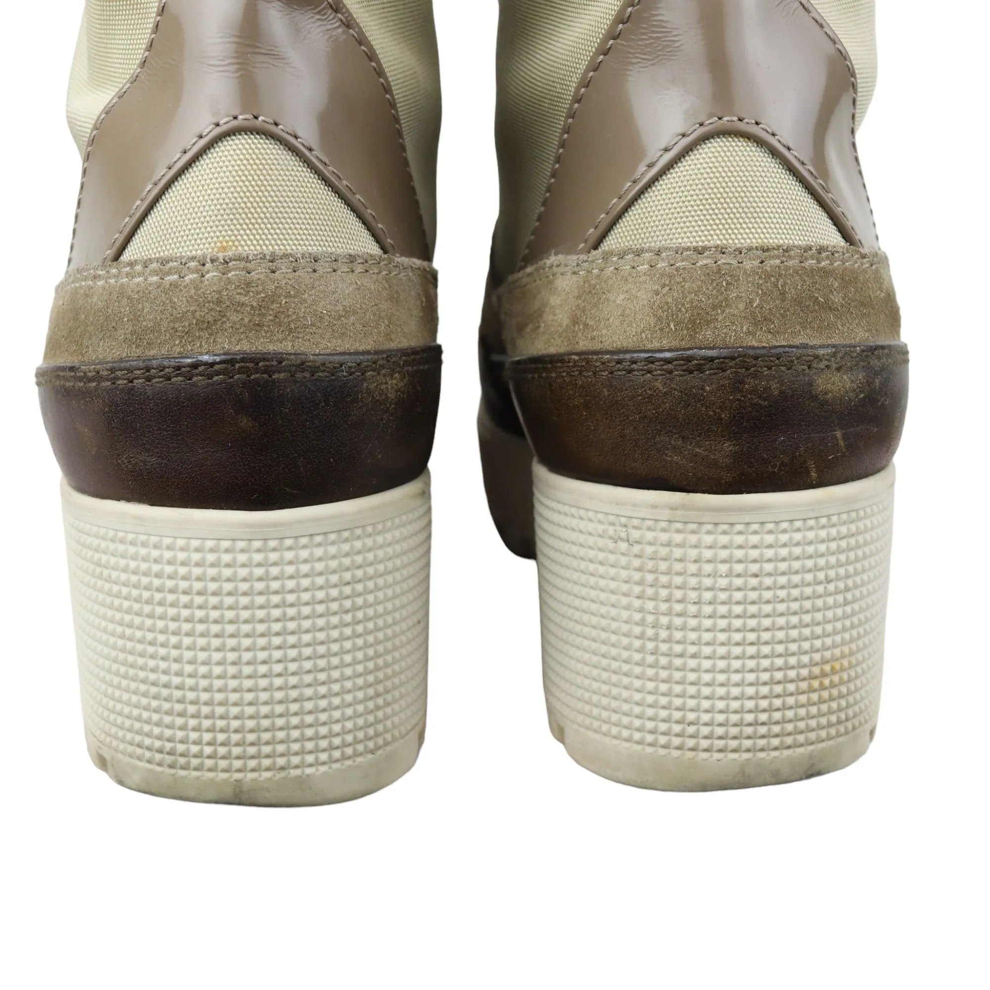Laureate Platform Desert Boots Suede Calfskin Monogram Beige Size 38