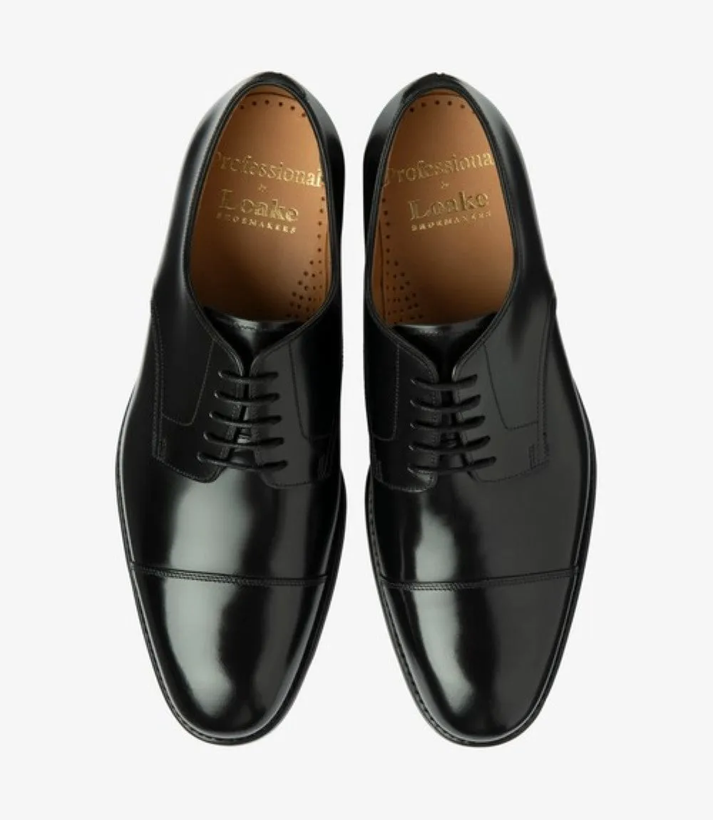 LOAKE 305 BLACK OXFORD TOE CAP RUBBER SOLE G-WIDE