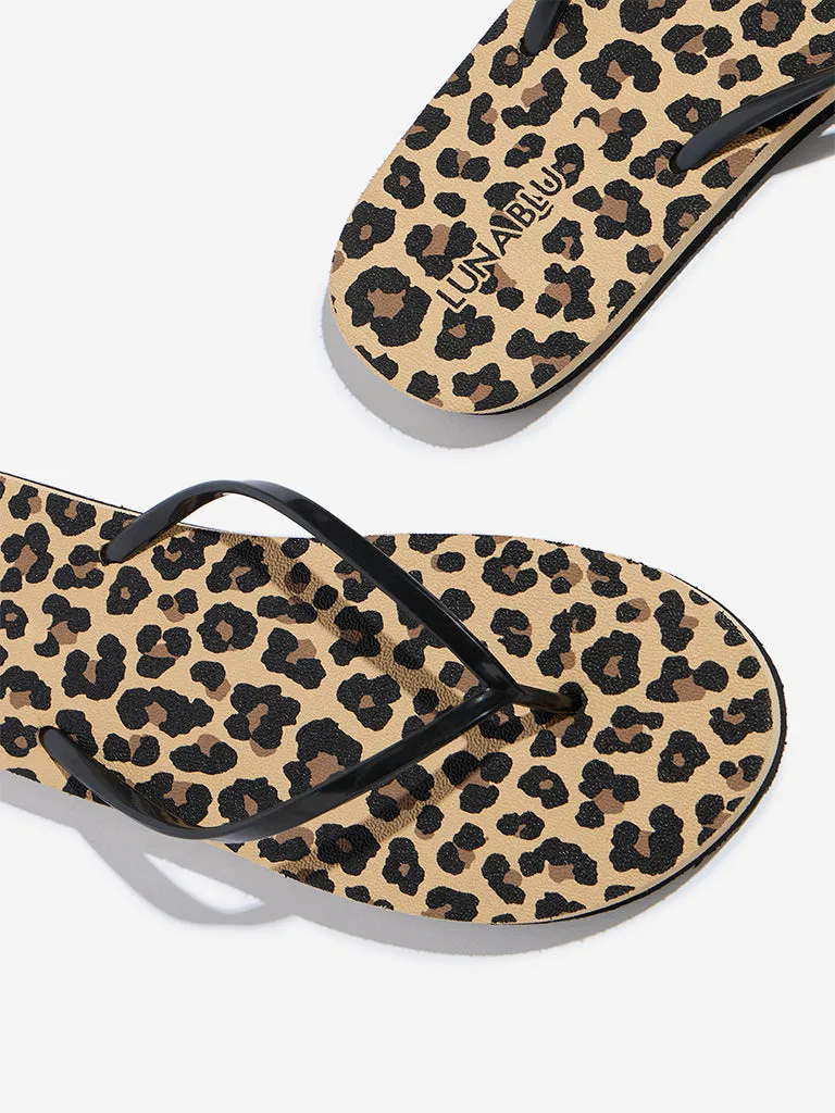 LUNA BLU Beige Leopard Printed Flip-Flop
