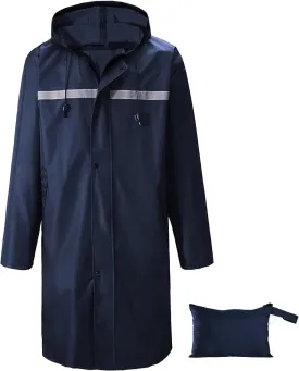 Mens Long Rain Jacket Hooded Rain Poncho Emergency Waterproof Poncho Lightweight Raincoat for Outdoor Activities