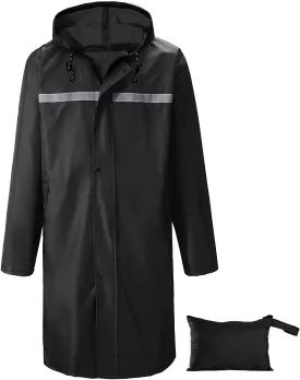 Mens Long Rain Jacket Hooded Rain Poncho Emergency Waterproof Poncho Lightweight Raincoat for Outdoor Activities