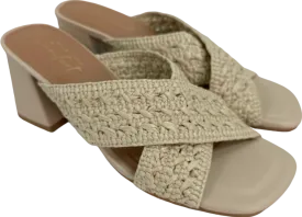 New Look Beige Crochet Heeled Sandals EU 38 UK 5