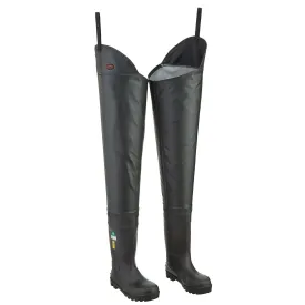 Pioneer Men's CSA Certified Safety Hip Waders, Waterproof PVC/Canvas, Steel Toe & Plate, Chemical Resistant, Heat-Sealed Seams | Sizes 8-13