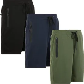 PURE CHAMP Mens 3 Pk French Terry Cotton Casual Gym Shorts for Men Athletic Workout Training Sweat Shorts with Zipper Pocket