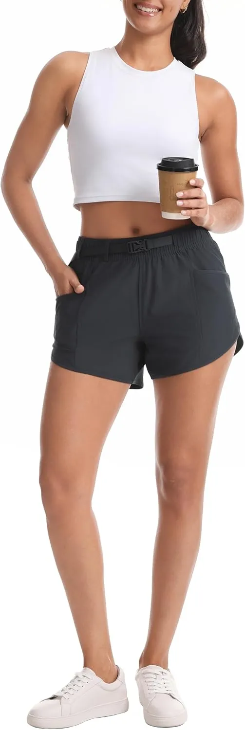 Rrosseyz Women??s Hiking Shorts with Pockets Quick Dry Stretch Workout Shorts for Outdoor Casual and Travel