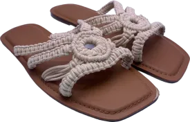 Simply Be Beige Macrame Sandals UK 7