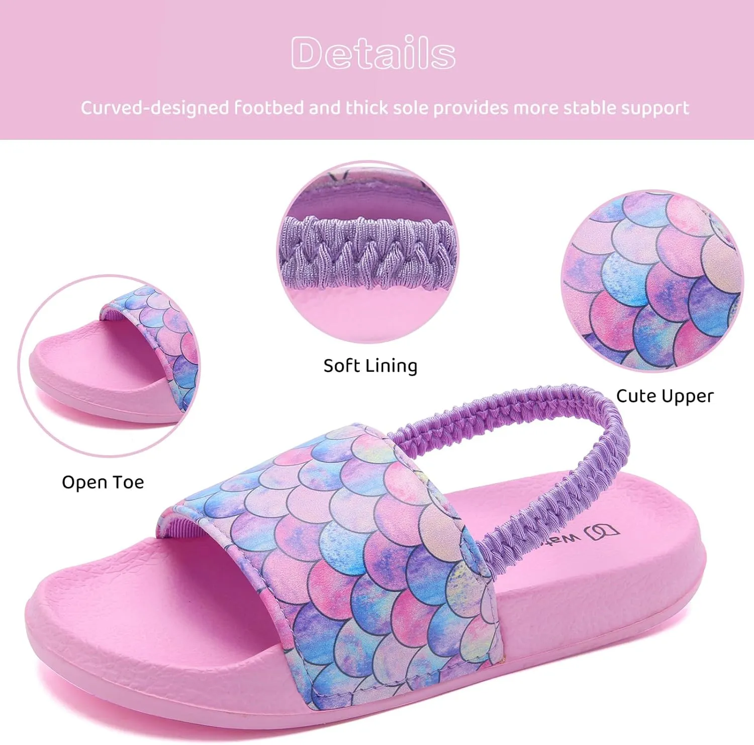 WateLves Toddler Boys Girls Slides Sandals for Swim Beach Kids Water Shoes Casual Summer Slippers