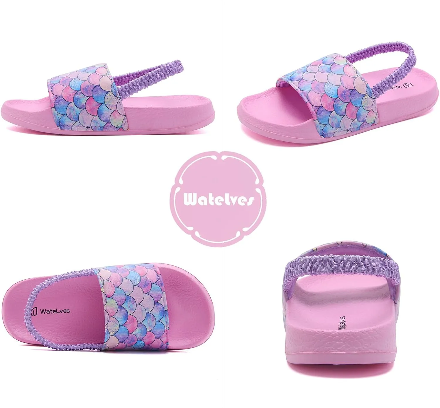 WateLves Toddler Boys Girls Slides Sandals for Swim Beach Kids Water Shoes Casual Summer Slippers