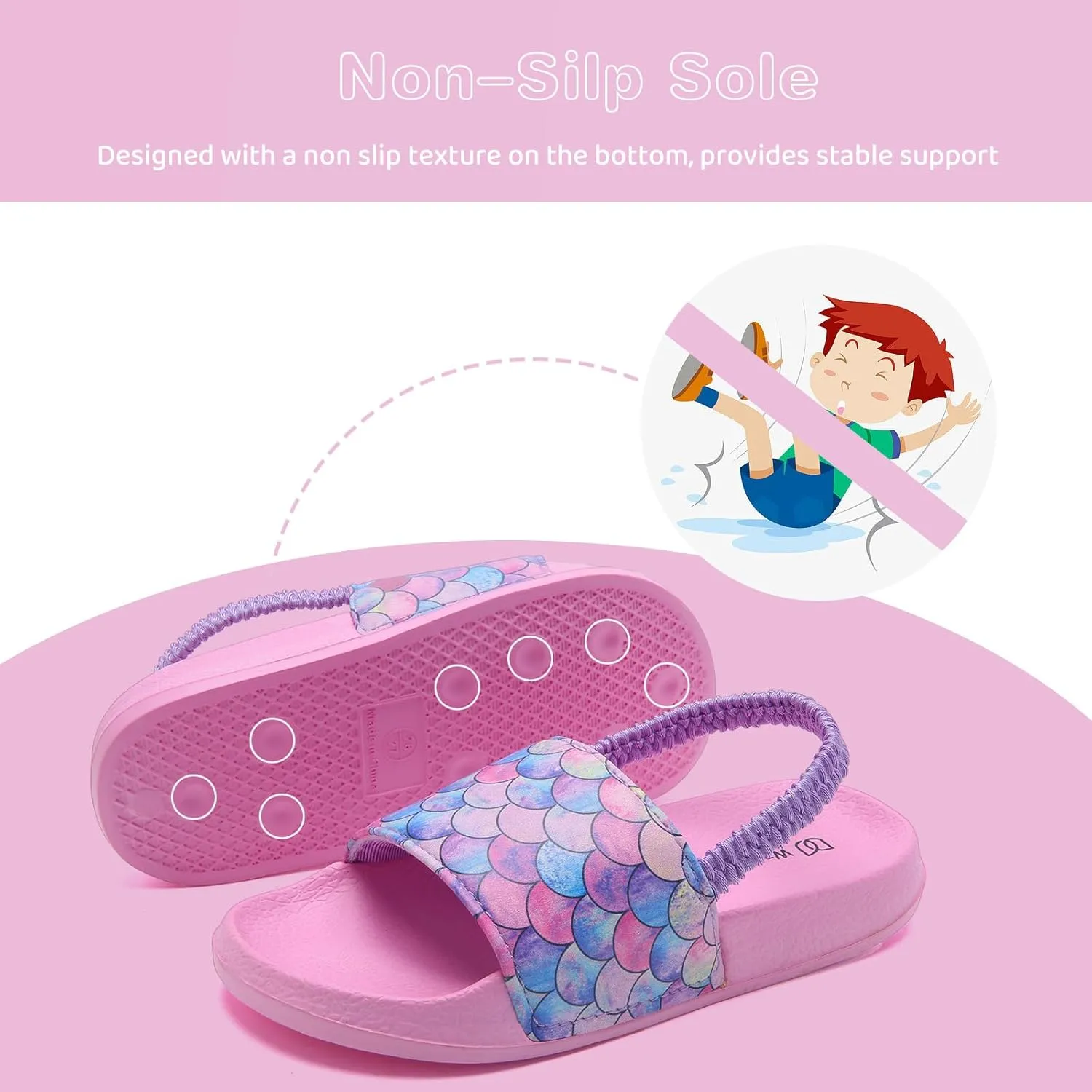 WateLves Toddler Boys Girls Slides Sandals for Swim Beach Kids Water Shoes Casual Summer Slippers