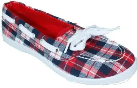 women's canvas boat sneaker (black & red) Case of 24